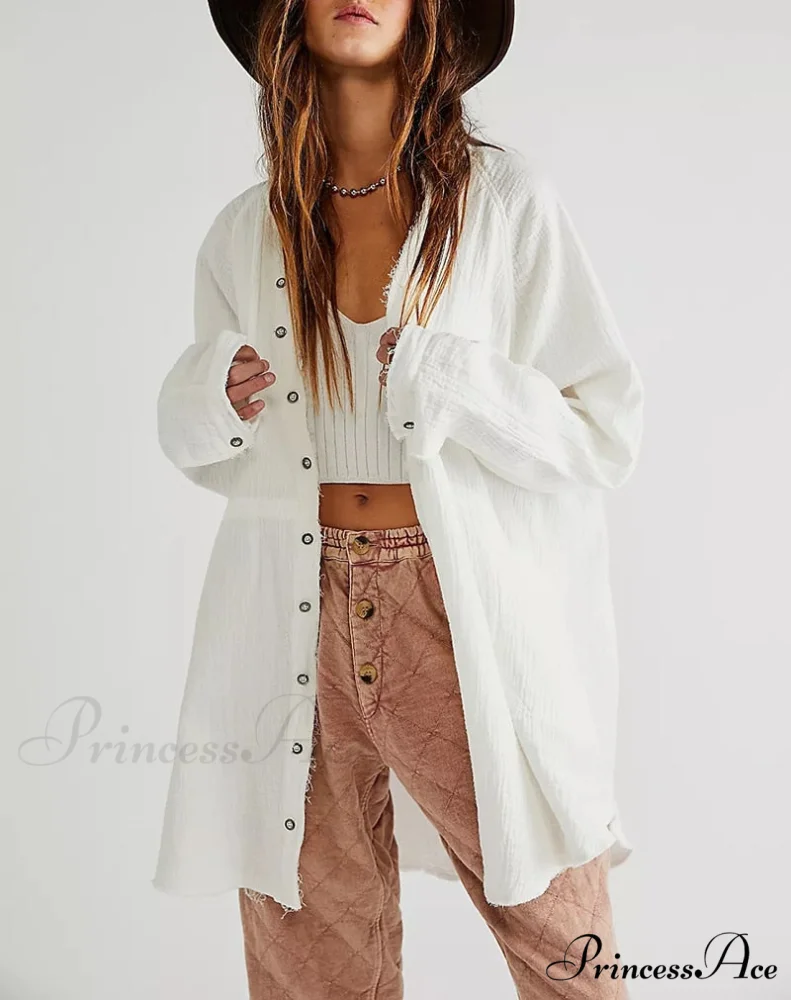 Casual Loose 100% Cotton Gauze Shirts - Image 5