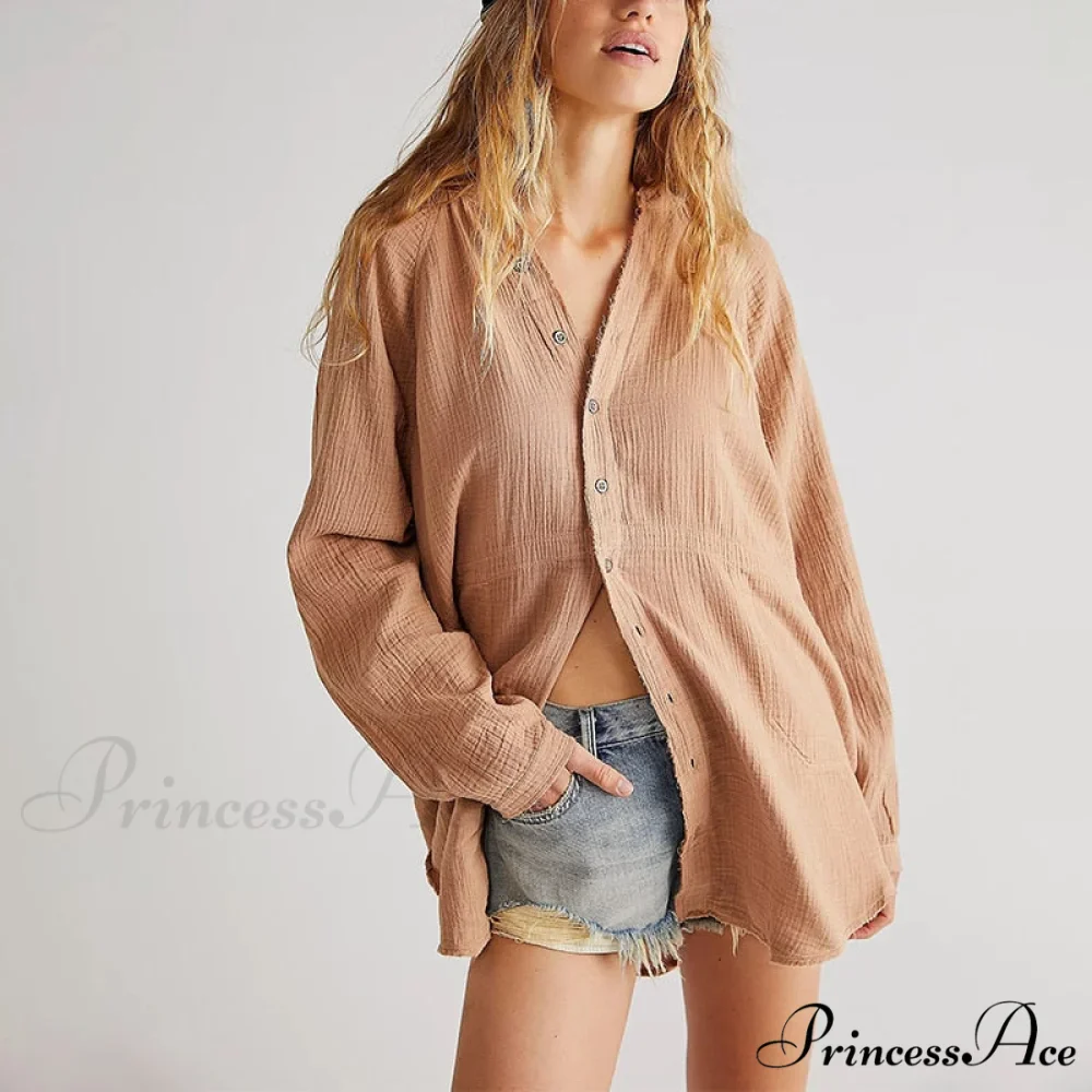 Casual Loose 100% Cotton Gauze Shirts - Image 7