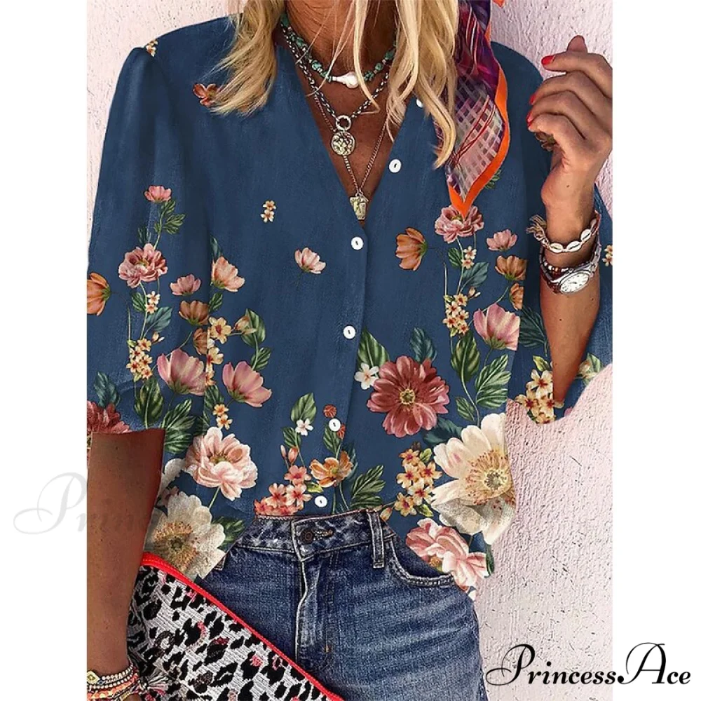 Vintage Loose Peacock Print Shirt - Image 15