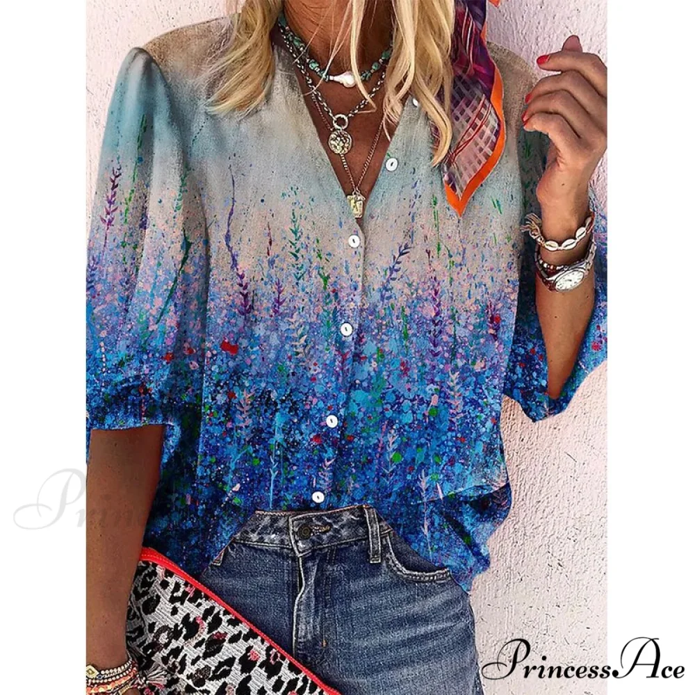 Vintage Loose Peacock Print Shirt - Image 16