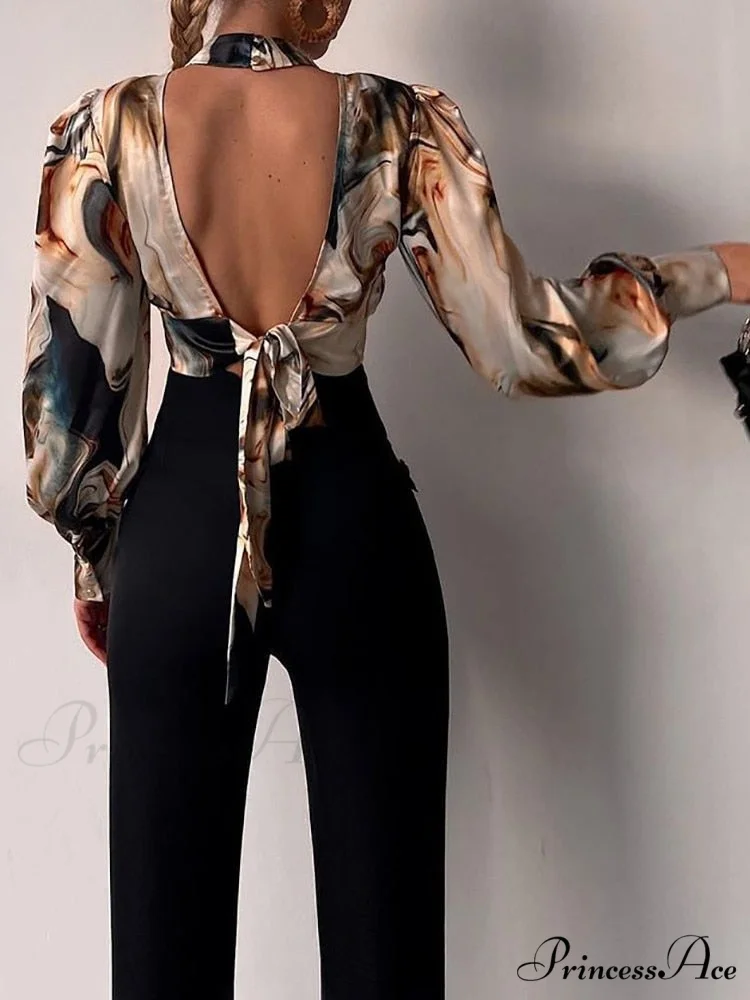 Office LadySlim Stand Collar Long Sleeve Blouse - Image 3