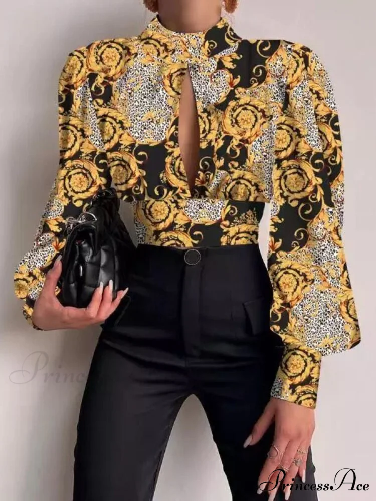 Office LadySlim Stand Collar Long Sleeve Blouse - Image 5