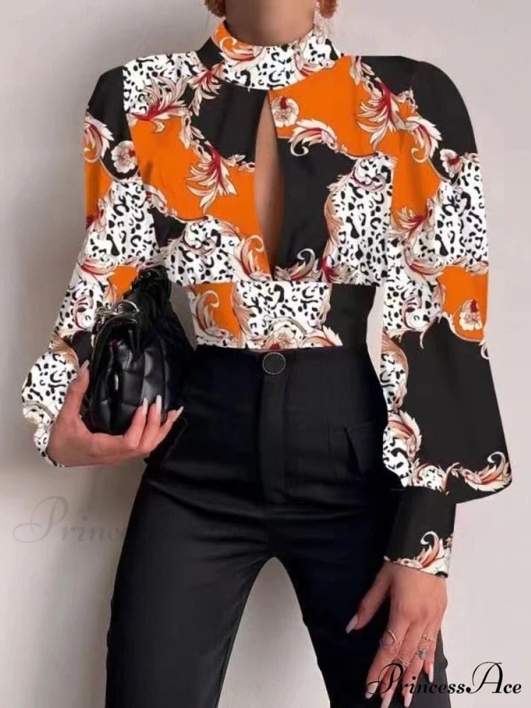 Office LadySlim Stand Collar Long Sleeve Blouse - Image 6