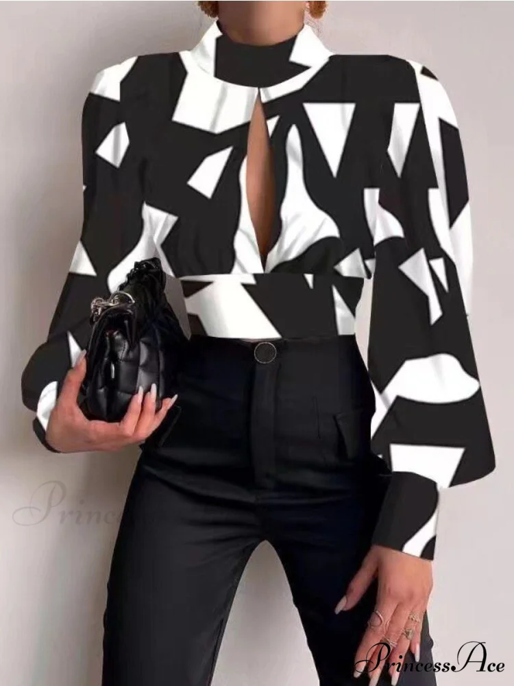 Office LadySlim Stand Collar Long Sleeve Blouse - Image 7