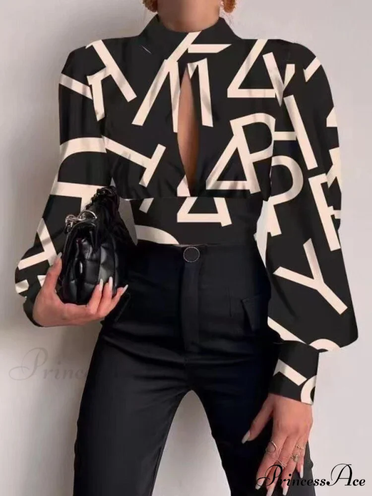 Office LadySlim Stand Collar Long Sleeve Blouse - Image 9