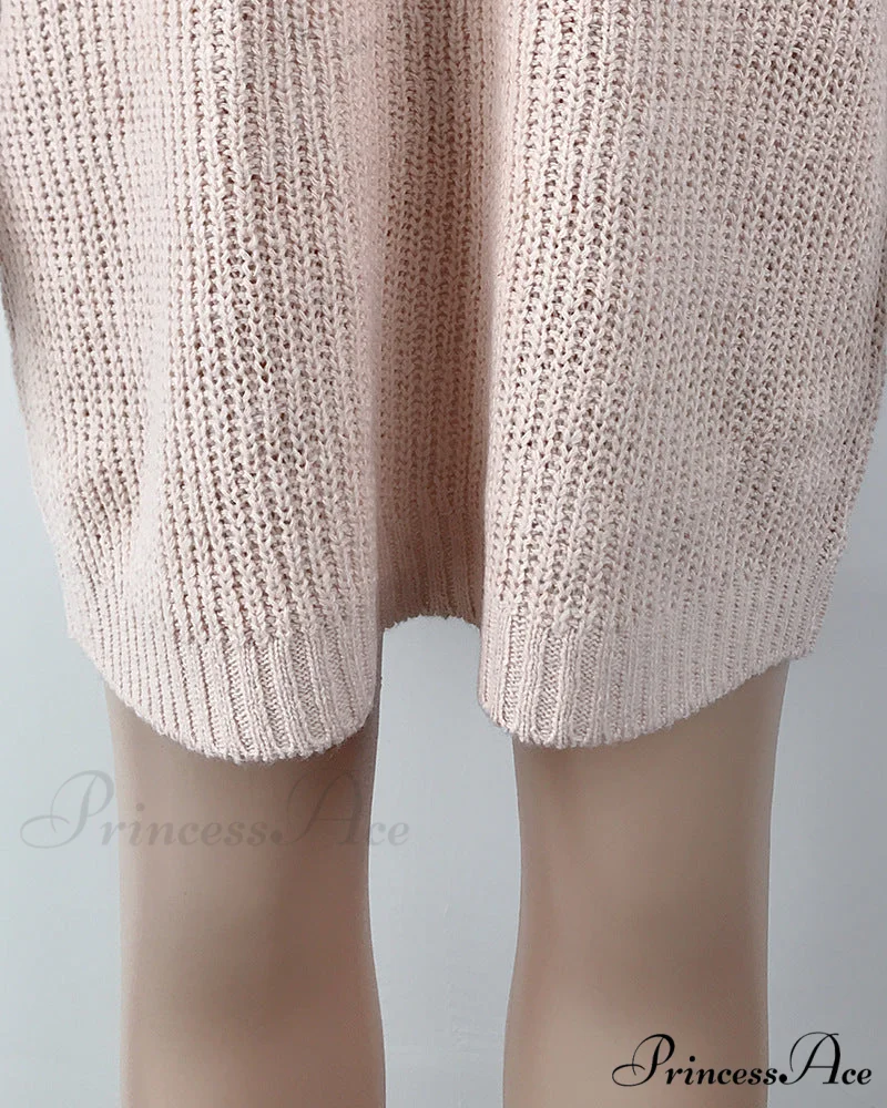 Solid Color Turtleneck Sweater Knitted Mini Dress - Image 11