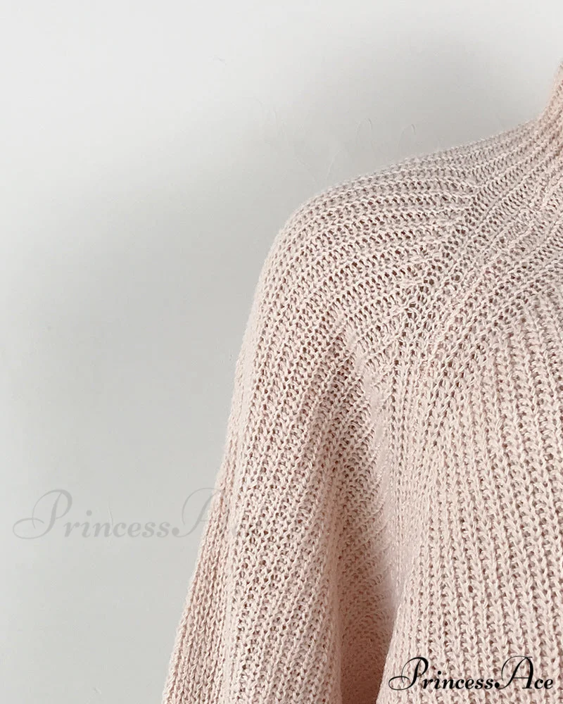 Solid Color Turtleneck Sweater Knitted Mini Dress - Image 9