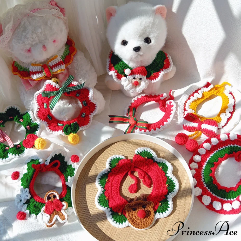 Chrismas Photo Accessories Hand Woven Cat Dog Bibs - Image 7