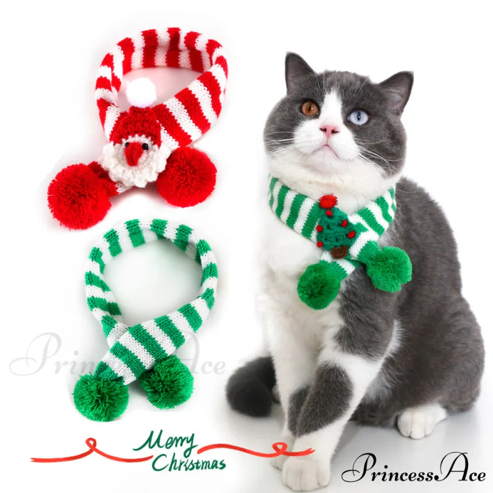 Cat Dog Knitted Wool Striped Christmas Scarf - Image 12