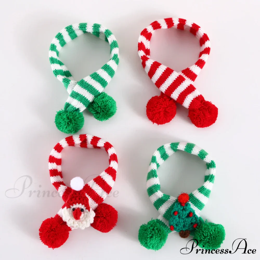 Cat Dog Knitted Wool Striped Christmas Scarf - Image 25