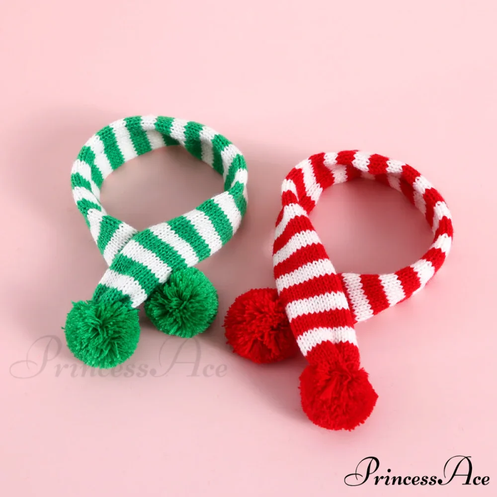 Cat Dog Knitted Wool Striped Christmas Scarf - Image 4