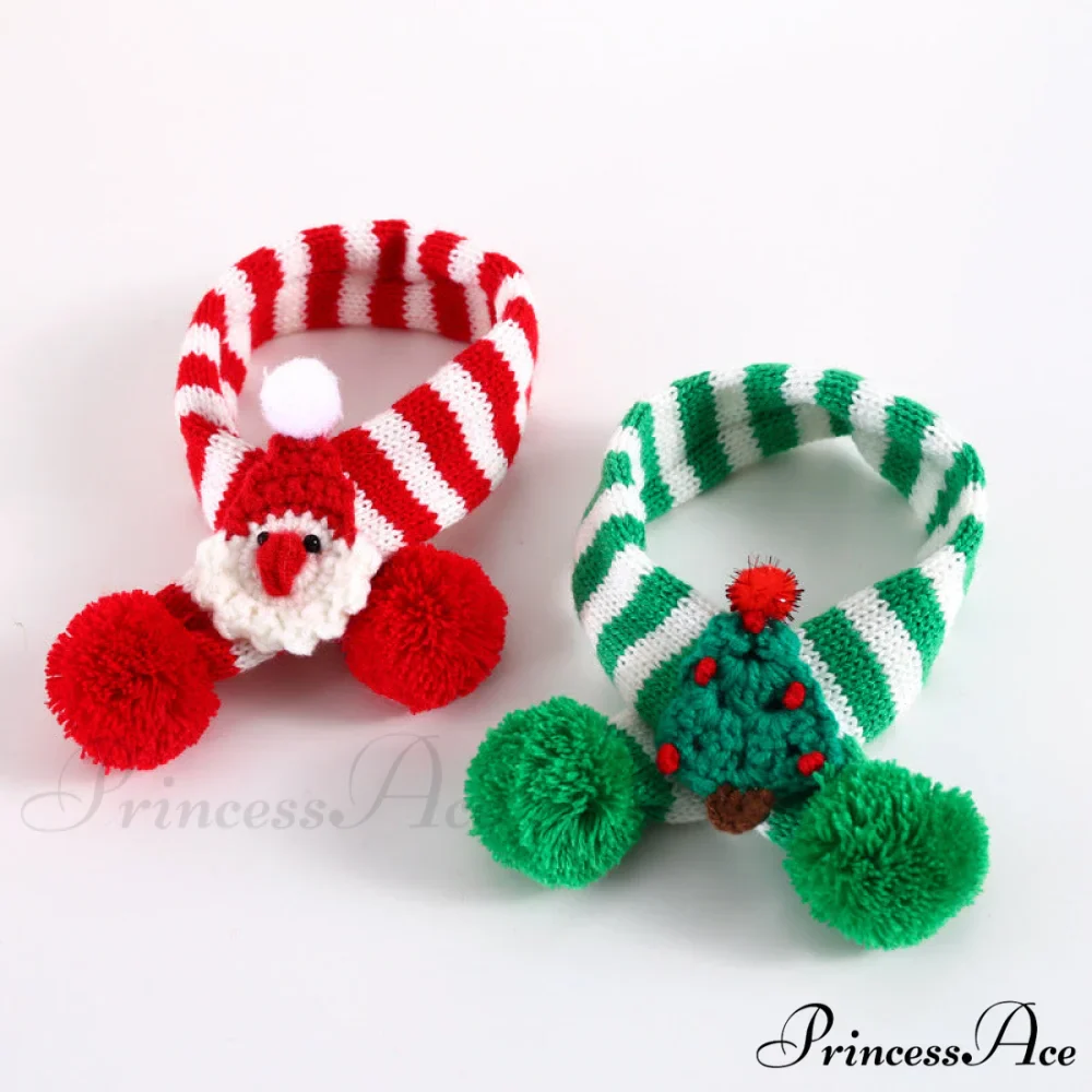 Cat Dog Knitted Wool Striped Christmas Scarf - Image 5
