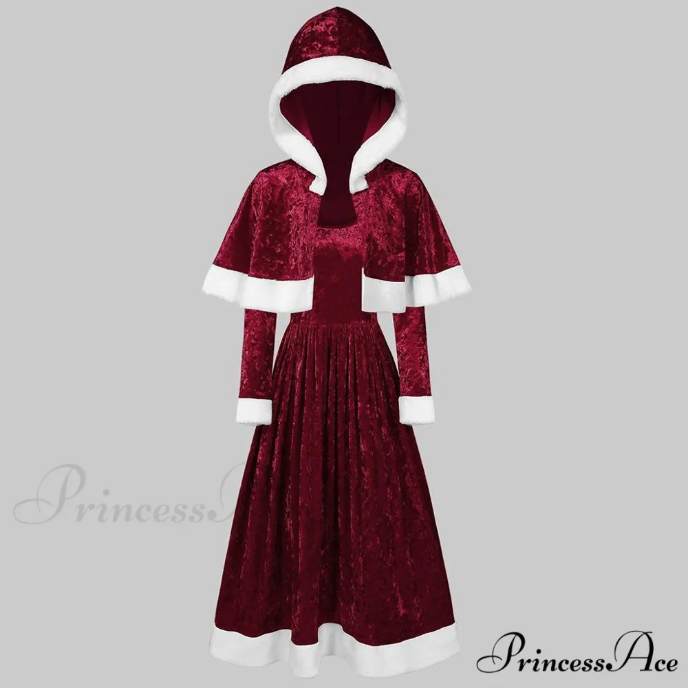 Retro Christmas Fashion O-neck Long Sleeve Two-piece Shawl Dress - Image 5