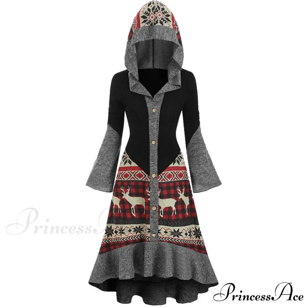 Christmas Hooded Vintage Long Sleeve Vestidos Mujer - Image 2