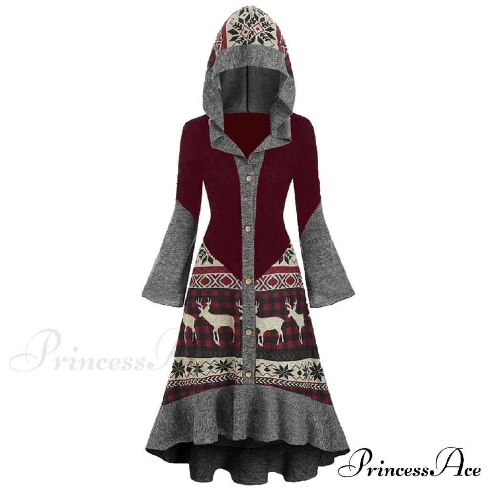 Christmas Hooded Vintage Long Sleeve Vestidos Mujer - Image 3