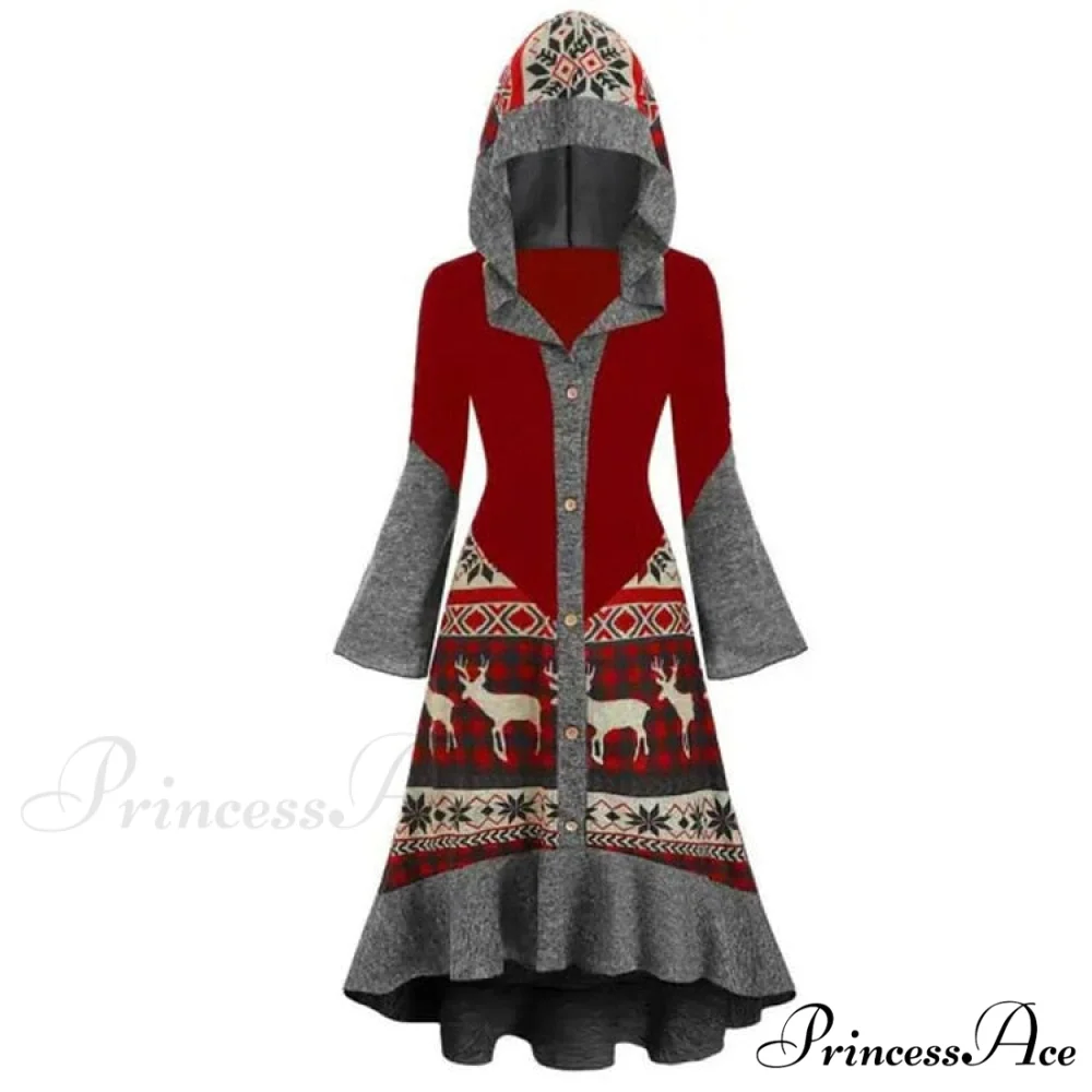 Christmas Hooded Vintage Long Sleeve Vestidos Mujer - Image 4