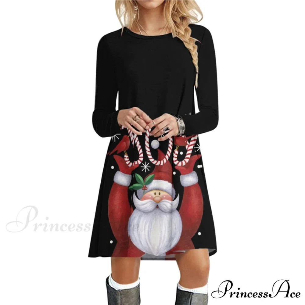 Christmas Deer Long Sleeve 3D Print Mini Dress - Image 3