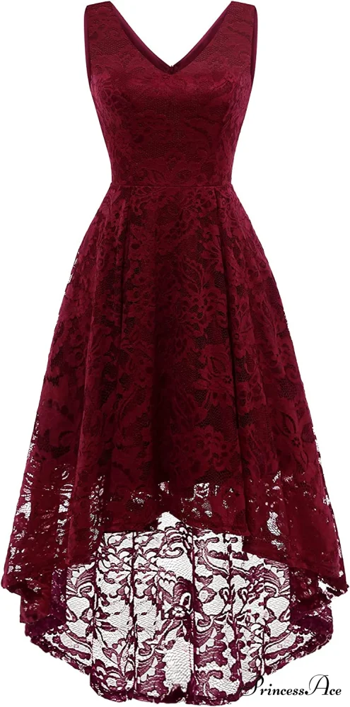 Christmas Vintage Floral Lace Sleeveless Formal Swing Dress - Image 5
