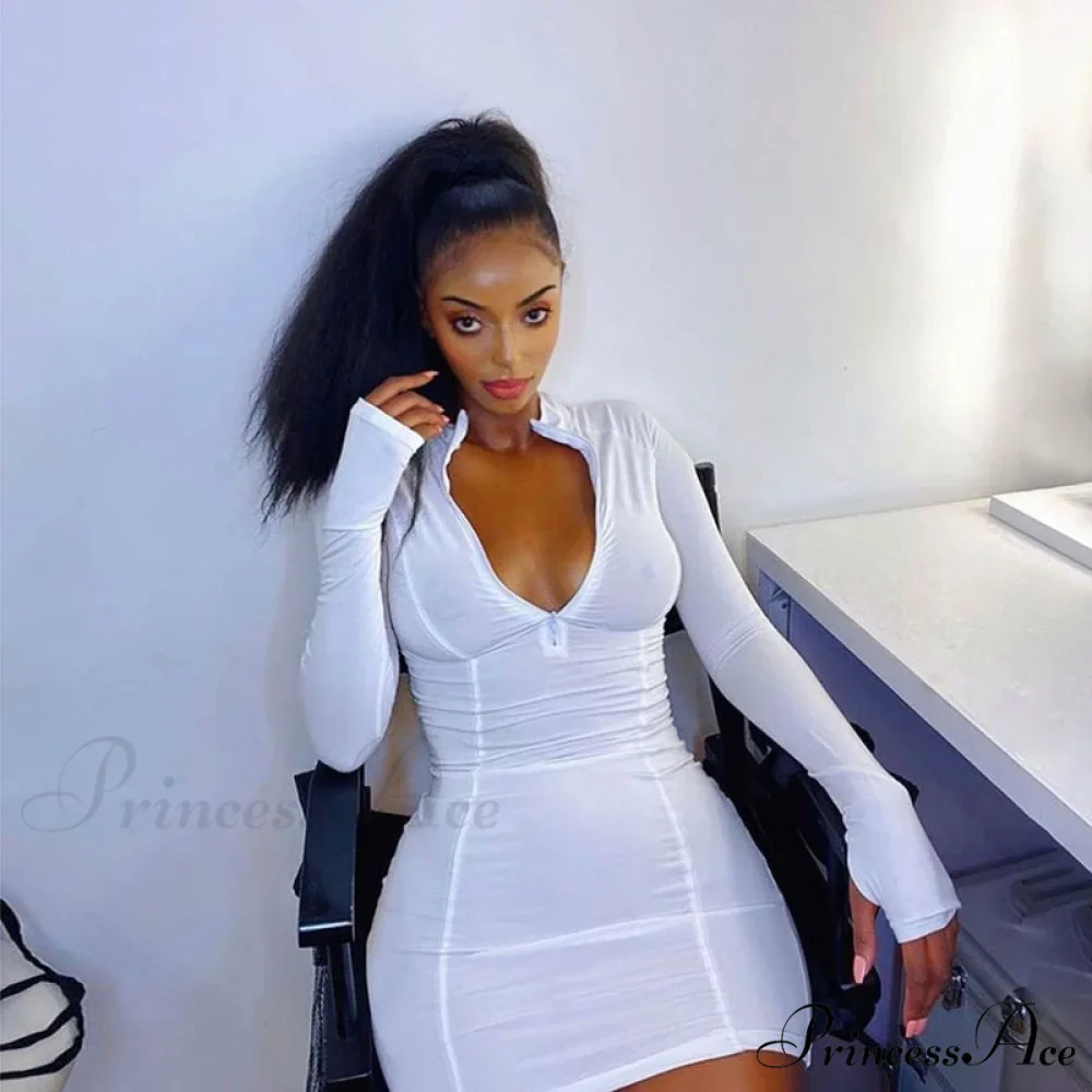 Long Sleeve Casual Skinny Fitness Mini Slim Short Dress - Image 2