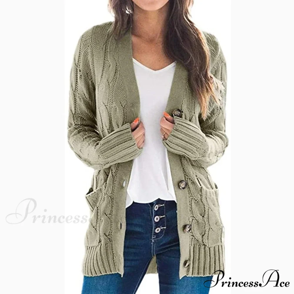 Long Sleeve Cable Loose Winter Tops Sweater - Image 10