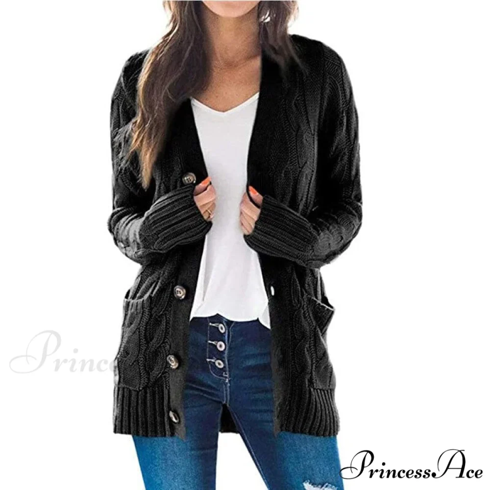 Long Sleeve Cable Loose Winter Tops Sweater - Image 11