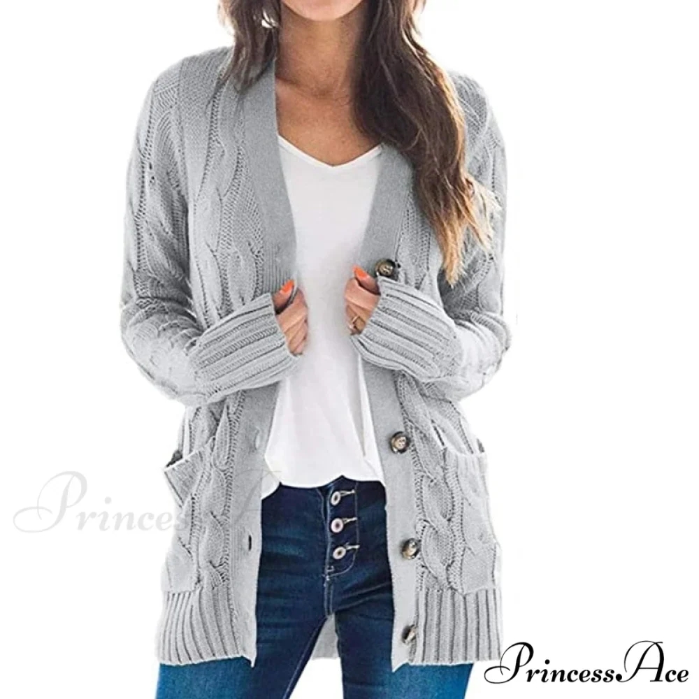 Long Sleeve Cable Loose Winter Tops Sweater - Image 3