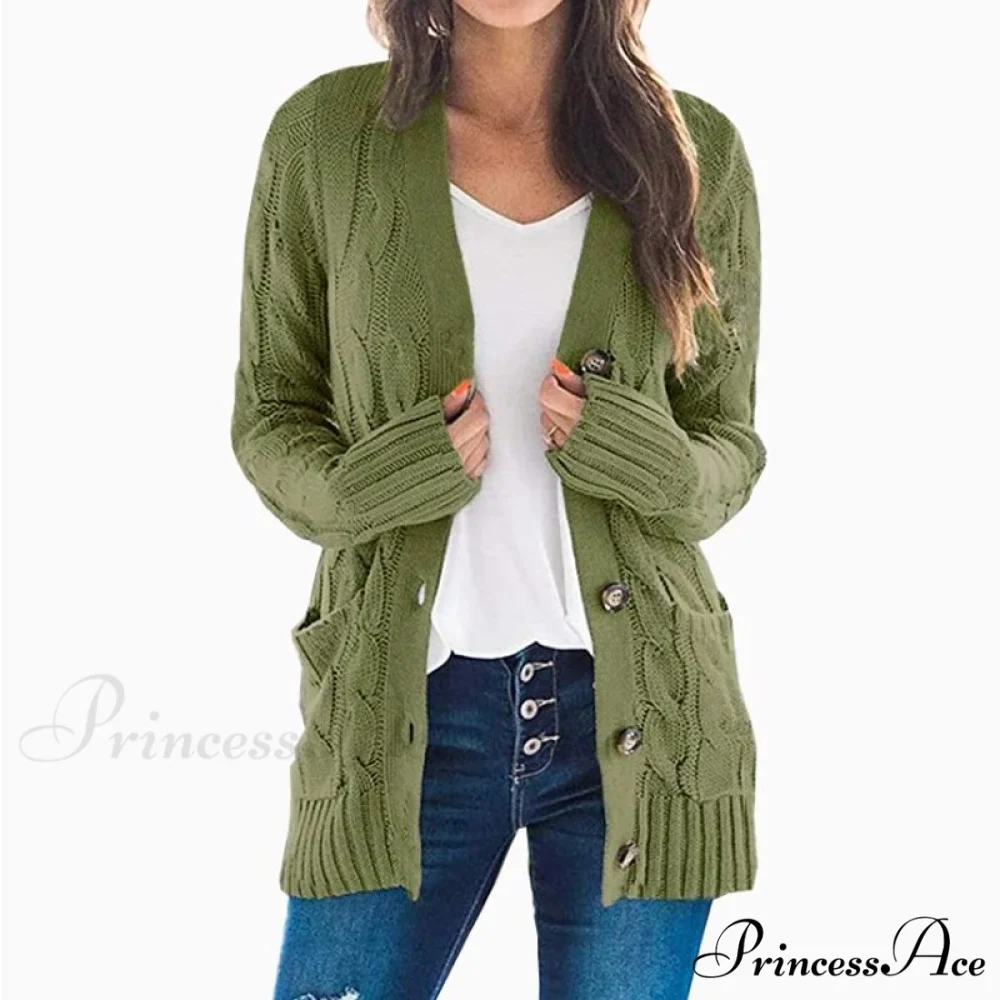 Long Sleeve Cable Loose Winter Tops Sweater - Image 7
