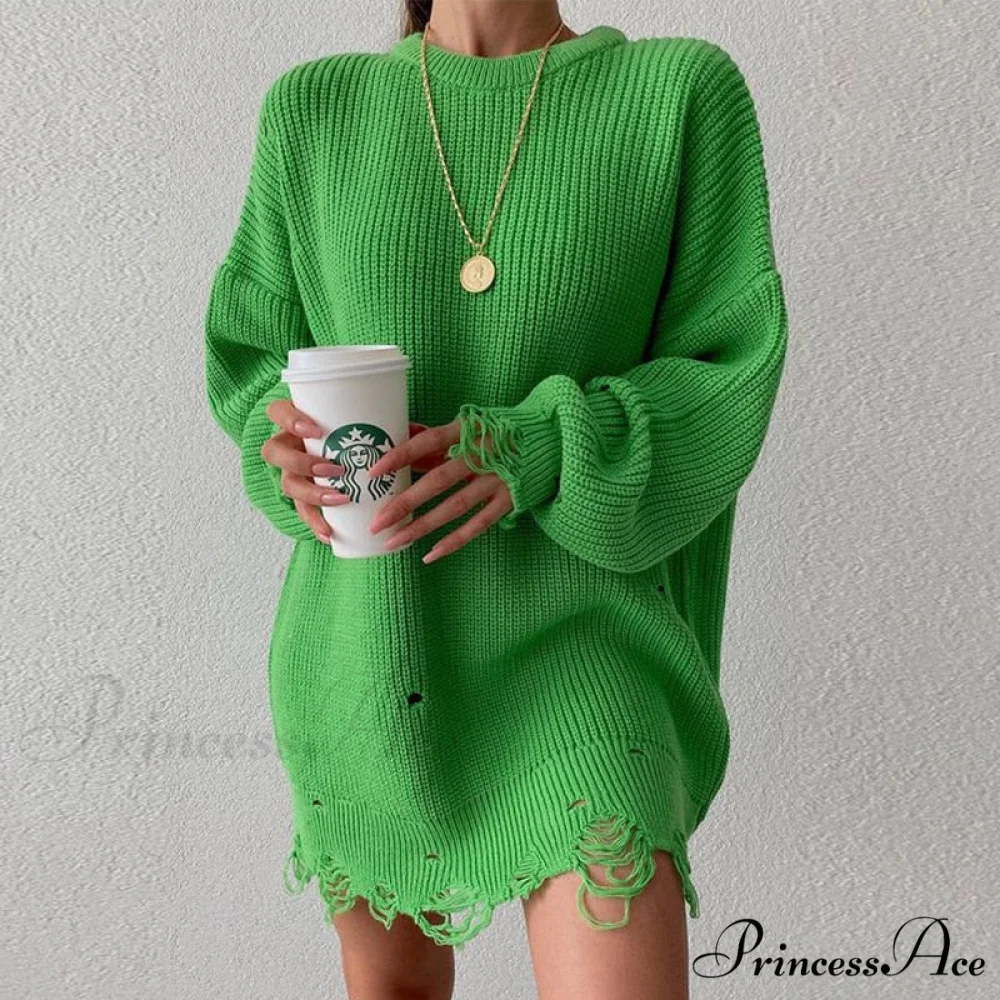 Knitted Casual O Neck Long Sleeve Fashion Sweater - Image 3
