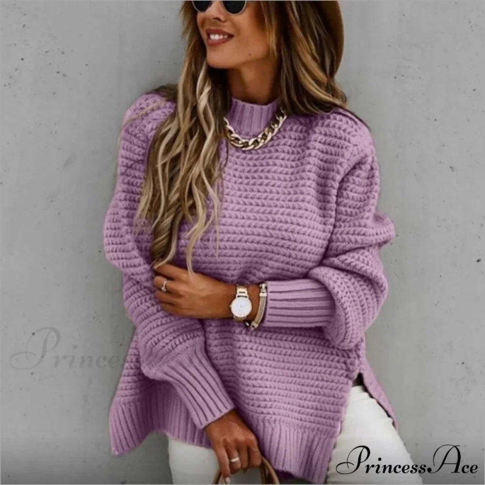 Knitted Casual O Neck Long Sleeve Fashion Sweater - Image 4