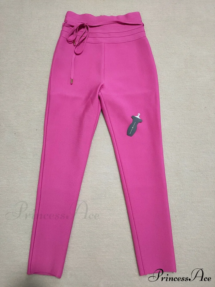 Bandage High Waist Tie Sexy Pencil Party Elegant Trouser - Image 4