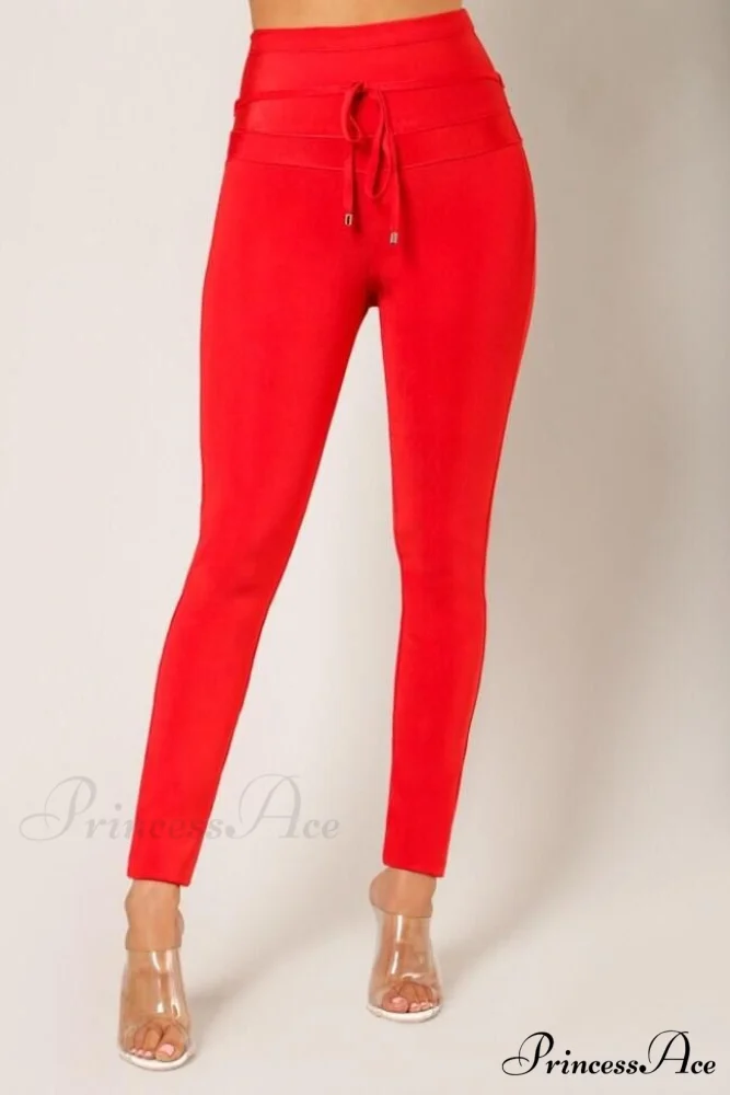 Bandage High Waist Tie Sexy Pencil Party Elegant Trouser - Image 5