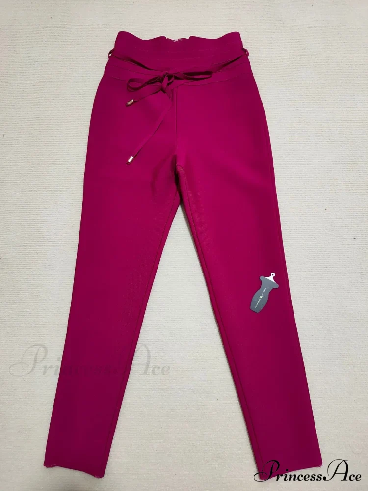 Bandage High Waist Tie Sexy Pencil Party Elegant Trouser - Image 7