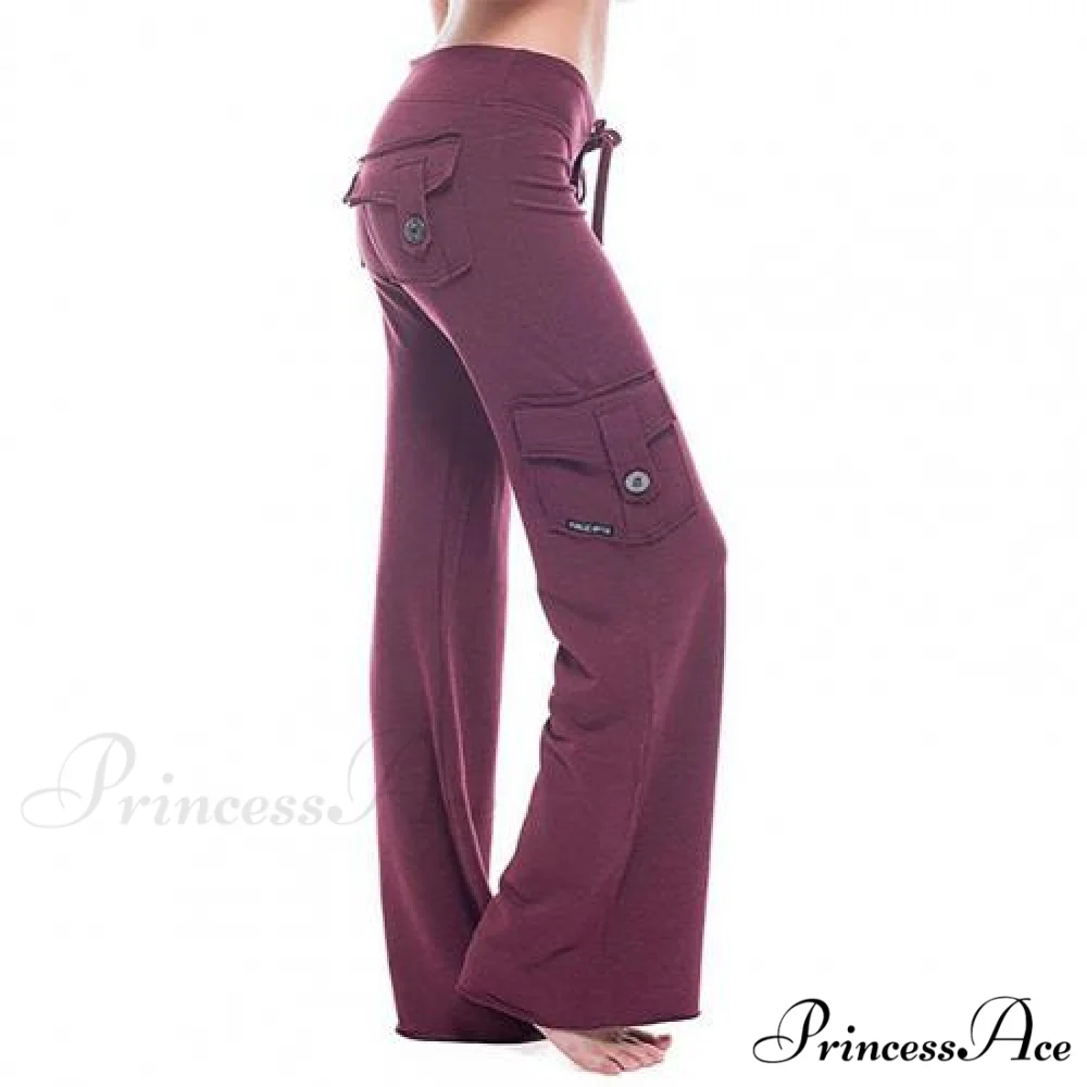 Strong Elastic Wide Leg Soft Sports Drawstring Straight Cargo Pants - Image 6
