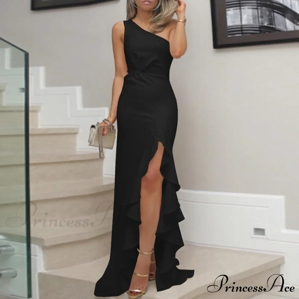 Elegant One Shoulder Bandage Sexy Sleeveless Dress - Image 2