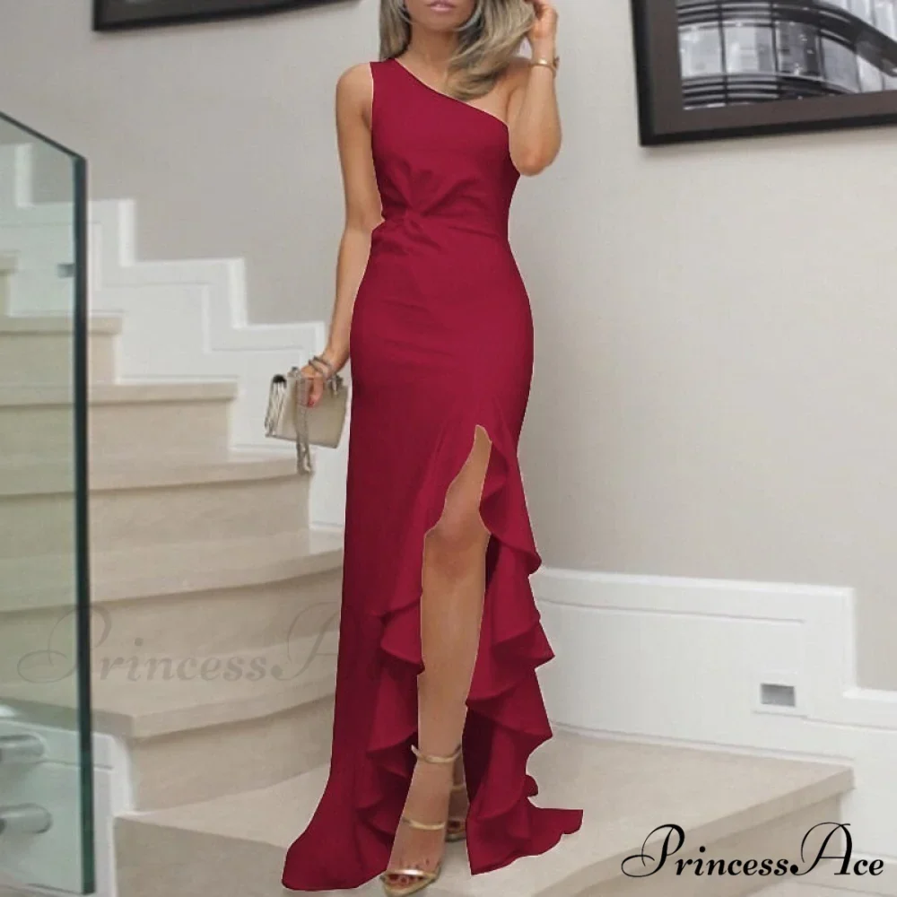 Elegant One Shoulder Bandage Sexy Sleeveless Dress - Image 4