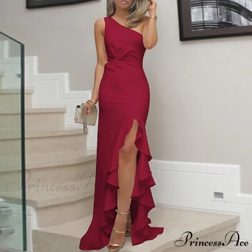 Elegant One Shoulder Bandage Sexy Sleeveless Dress - Image 6