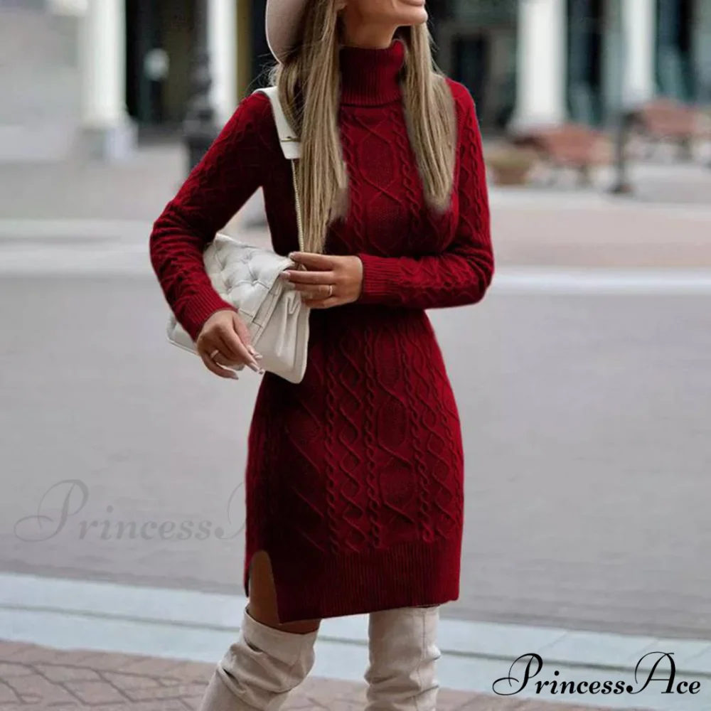 Mini Long Sleeve Bodycon Side Split Hem Dress - Image 3
