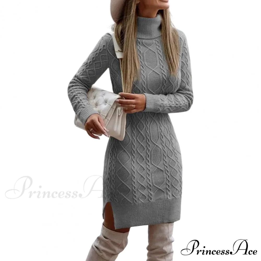 Mini Long Sleeve Bodycon Side Split Hem Dress - Image 7