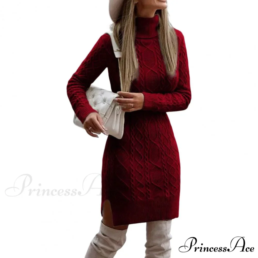 Mini Long Sleeve Bodycon Side Split Hem Dress - Image 8