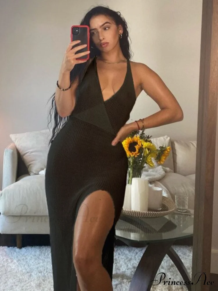 Sexy Beach Backless Cover Up Knitted Maxi Dress - Image 2