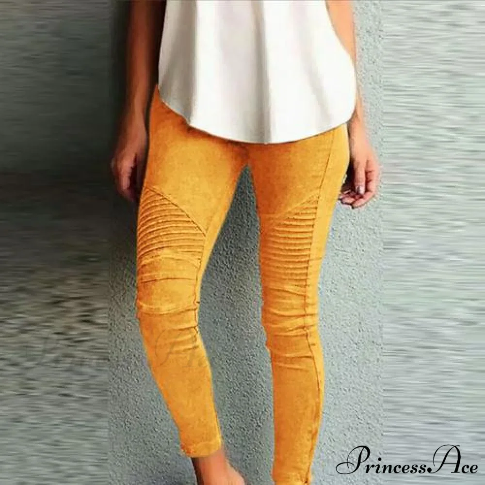 Fashion Solid Color Elastic Waistband Slim Skinny Pencil Pant Trouser - Image 13