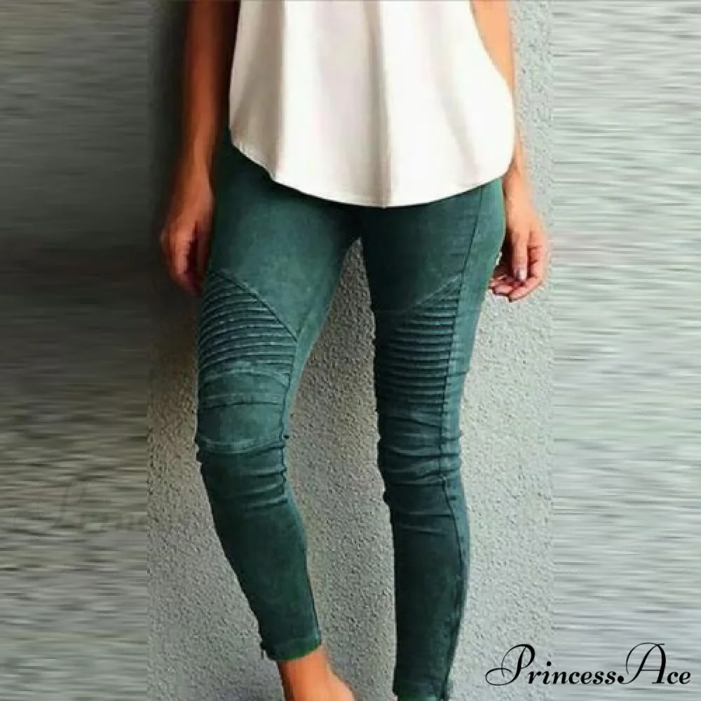 Fashion Solid Color Elastic Waistband Slim Skinny Pencil Pant Trouser - Image 5