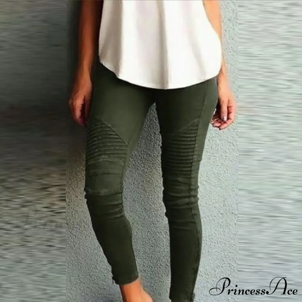 Fashion Solid Color Elastic Waistband Slim Skinny Pencil Pant Trouser - Image 6