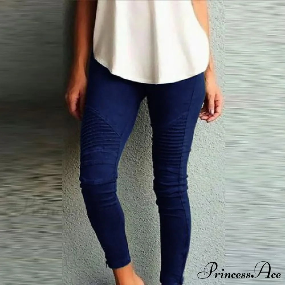 Fashion Solid Color Elastic Waistband Slim Skinny Pencil Pant Trouser - Image 9