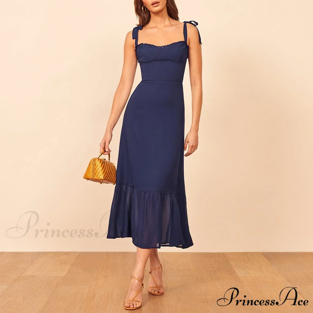 Elegant Vintage Floral Neck Sleeveless Strap Dress - Image 11