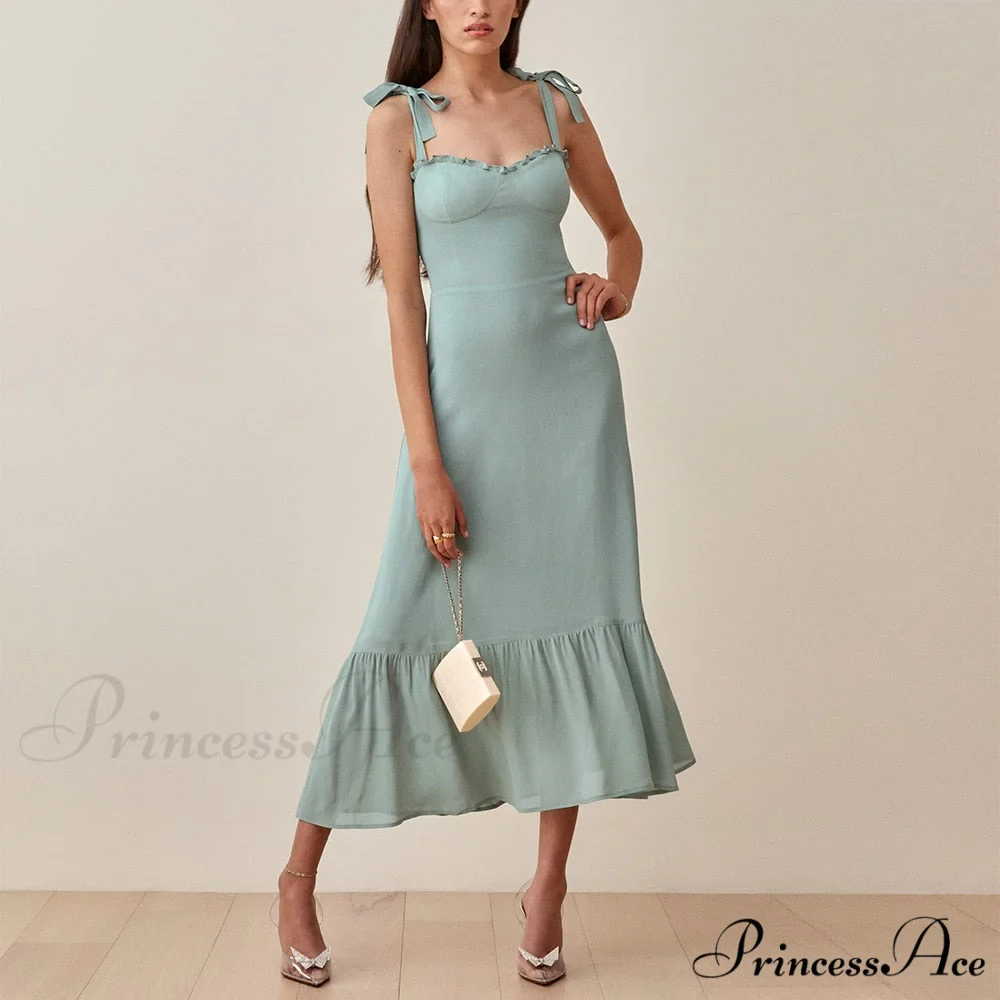 Elegant Vintage Floral Neck Sleeveless Strap Dress - Image 12
