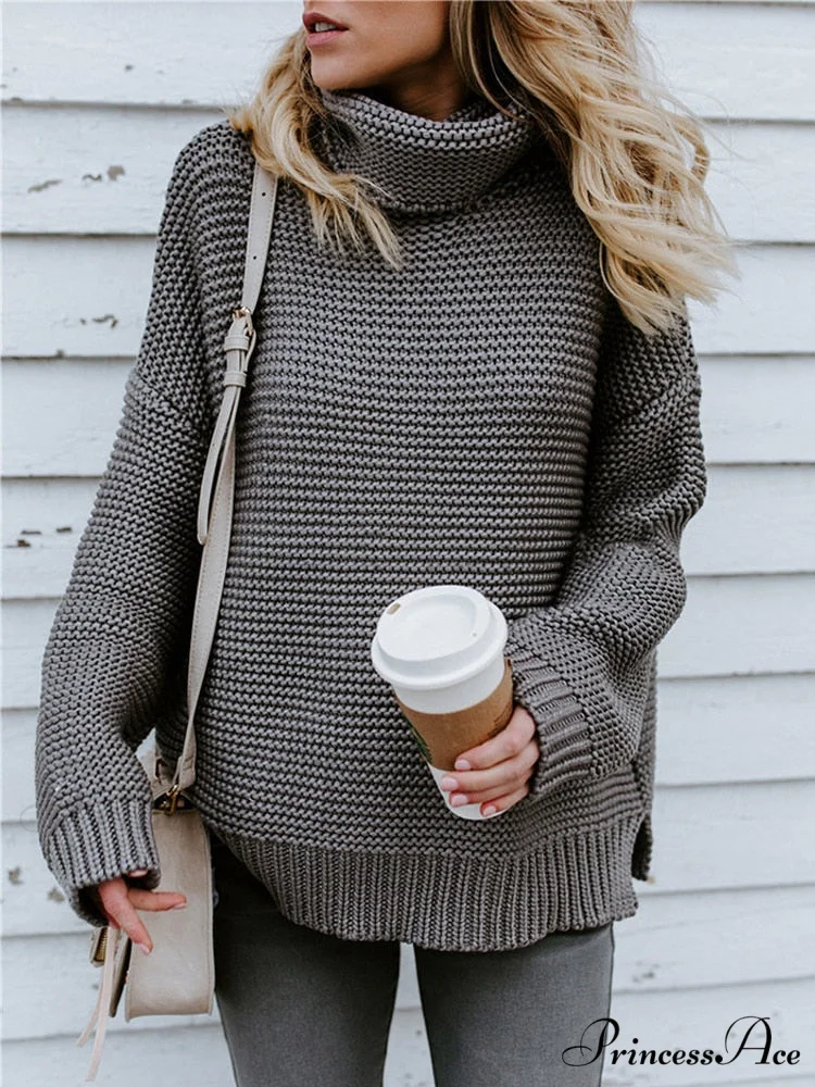Warm Knitted Oversized Turtleneck Sweater - Image 3