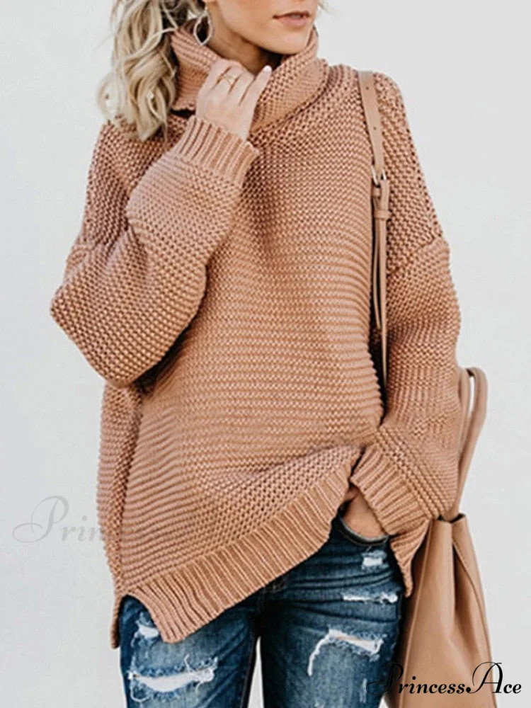 Warm Knitted Oversized Turtleneck Sweater - Image 4