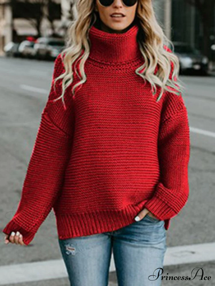 Warm Knitted Oversized Turtleneck Sweater - Image 5