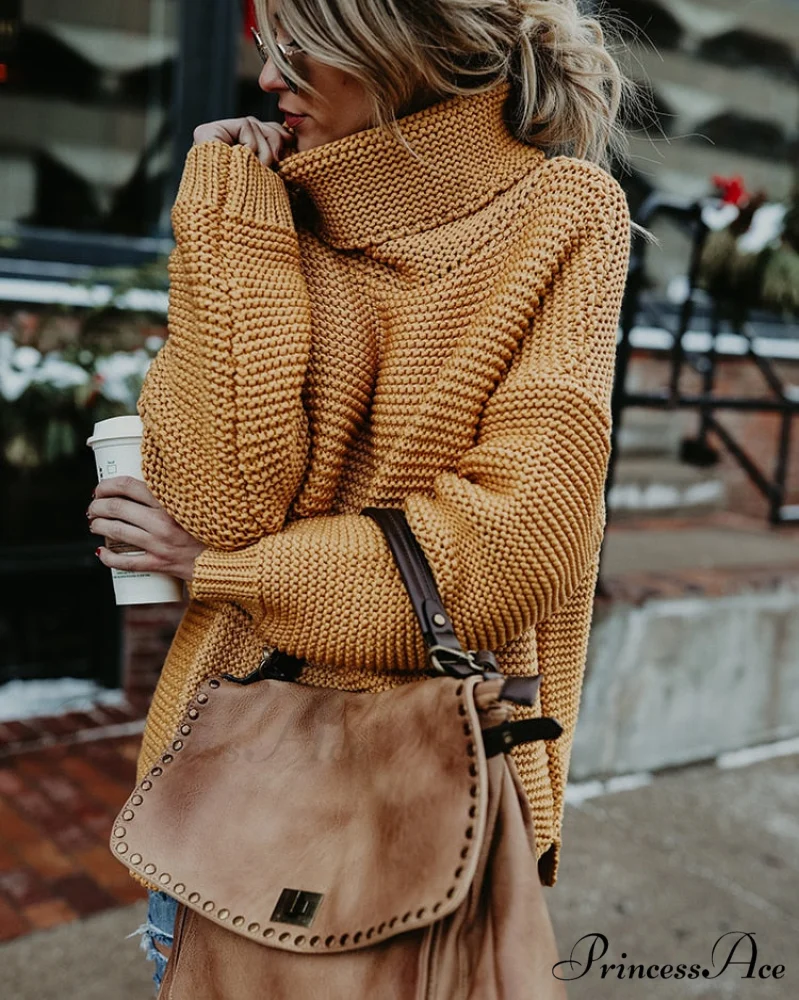 Warm Knitted Oversized Turtleneck Sweater - Image 6